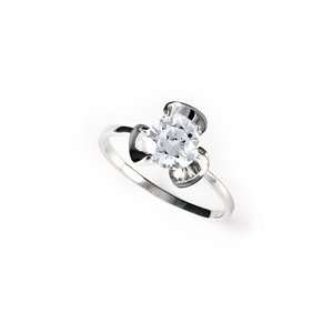    Pracha Silver Solitaire Flower Petal CZ Ring   Size 8 Jewelry
