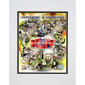 New Orleans Saints Super Bowl XLIV Champions PF Gold Double Matted 8 