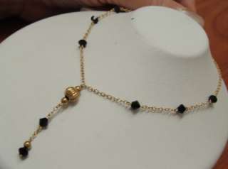 14k Yellow Gold Black Onyx Gold Bead Necklace Fine  
