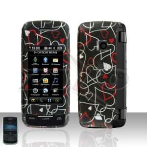  Black with White Red Hearts Rubberized Snap on Hard Skin 