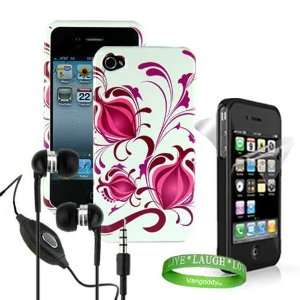   iPhone 4 Earphones with microphone + VG Live * Laugh * Love Wrist Band