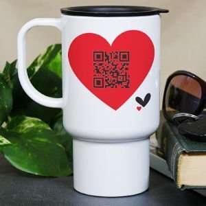  Personalized QR Code Heart Travel Mug