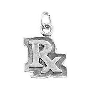  Sterling Silver One Sided Rx Symbol Charm Jewelry