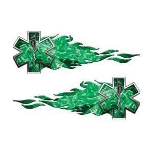  Star of Life Flame Decals Inferno Green   14 h x 50 w 