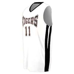  Custom Augusta Youth Triple Double Game Jersey WHITE/BLACK 