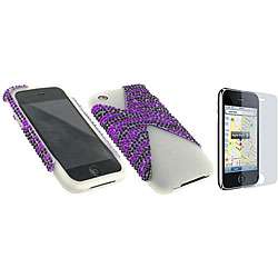 Apple iPhone 3GS/ 3G White/ Purple Zebra Shell Case  