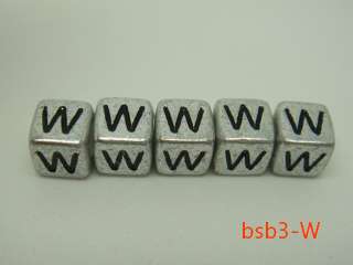 50g/250pcs 6mm 26 letter Silver Cube Alphabet Letter loose Beads bsb3 