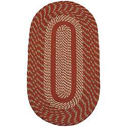   Red/ Olive Indoor/ Outdoor Braided Rug (8 x 10 Oval)  