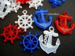 Anchors Helms Nautical Acrylic Plastic Charms Beads 50  