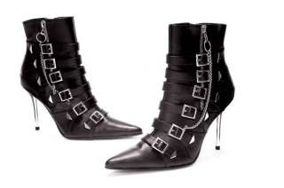 WOMENS ANKLE BOOTS w/ BUCKLES & CHAINS ~ SIZES 5 12  