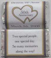 60 DOUBLE HEART 50TH WEDDING ANNIVERSARY PERSONALIZED MINIATURE CANDY 