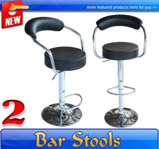 New Set of 2 Black Swivel Bar Stools Modern Pub Adjustment Counter 
