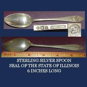   SILVER SOUVENIR SPOON SEAL OF THE STATE OF ILLINOIS {QjQ}  