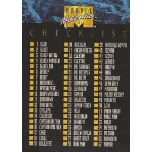  Checklist #100 (Marvel Masterpieces Series 1 Trading Card 