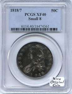 1818/7 Small 8 Bust Half PCGS 40 Nice Original Coin  
