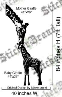 Vinyl Wall Decal Sticker Baby Giraffe w/ Mother 7ft Big  
