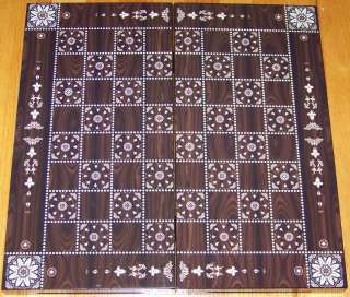   Turkish Mother Of Pearl Design Backgammon Set w/ wood pieces  