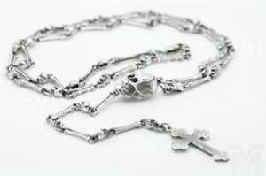   Bone Cross Biker Rocker Rock Necklace Rosary Jewelry Style  