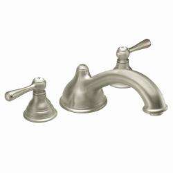   Brushed Nickel Double handle Low Arc Roman Tub Faucet  