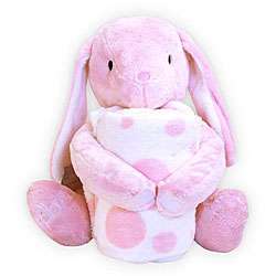 Piccolo Bambino Coral Blanket with Pink Toy Bunny  