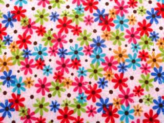 New Retro Look Flowers Daisy Daisies Floral Flannel Fabric BTY  