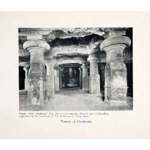 1929 Print Temple Elephanta Caves Island India Statue Sculpture Gods 