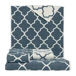 Blue Moroccan Tile Cotton 3 piece Towel Set  