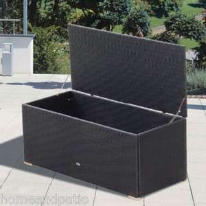 NEW Black Wicker Large Deck Cushion Storage Box  