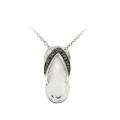 Sterling Silver Black Diamond Accent Flip flop Necklace