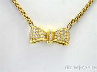  Lolai 2.38ct Diamond 18K Gold Bow Pendant Heavy Necklace NR  