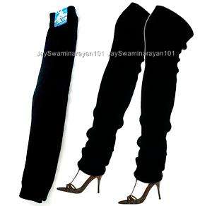   Pairs Womens Girls Knit Long Leg Warmers Stretchy Black 24  