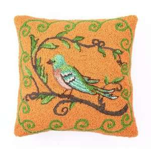  Bird Watcher Hook Pillow  Yellow 16X16
