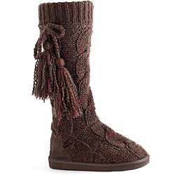 Muk Luks Womens Marled Cable Knit Boots  