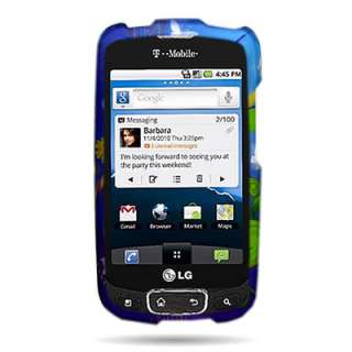   Blue Floral Burst Snap on Faceplate Case Fr ATT LG Phoenix P505 Phone