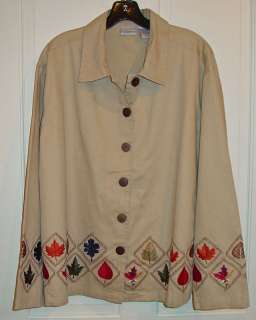 WOMANS CASUAL EMBRIODERED TAN LINED JACKET SIZE 3X NEW  