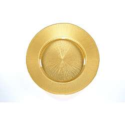 Arda Glassware Odak Metallic Gold Charger Plates (Set of 4 
