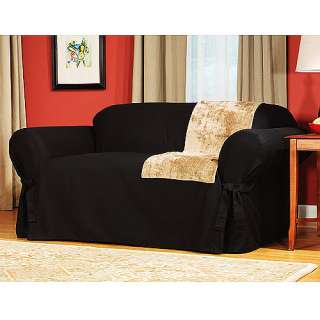 New Black Soft Suede Slipcover Sofa or Loveseat or Arm Chair Cover 