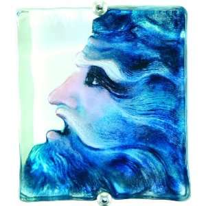  Poseidon Blue Etched Crystal Wall Sculpture by Mats 