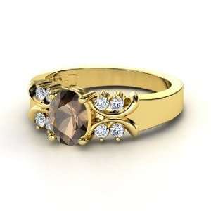  Gabrielle Ring, Oval Smoky Quartz 14K Yellow Gold Ring 