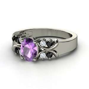  Gabrielle Ring, Oval Amethyst Sterling Silver Ring with 