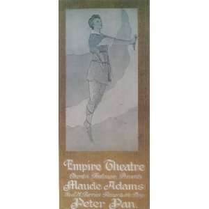  Peter Pan Poster Broadway Theater Play B 14x36 Maude Adams 