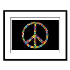  Large Framed Print Peace Symbol Flowers 60s Everything 