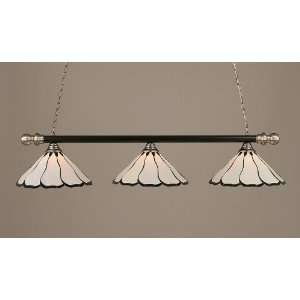   Light Round Bar w/Round Ends w Pearl and Black Flair Tiffany Glass