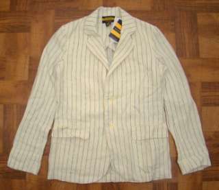 148 Nwt Rugby Ralph Lauren Linen Striped Blazer Jacket 6  
