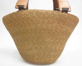 FROU BY PAIGE NOVICK Tan Wooden Handle Bucket Handbag  
