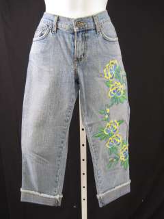 CAR MAR Denim Embroidered Floral Cropped Jeans Size 26  