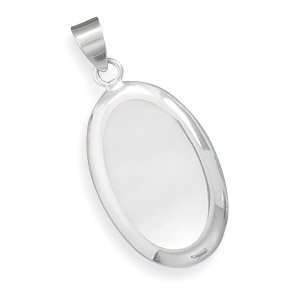  Sterling Silver Large Oval White Shell Inlay Pendant West 