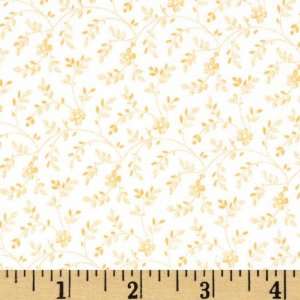  44 Wide Calico Sketched Vines Gold/Ivory Fabric By The 