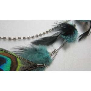  Peacock Blue Guinea Feather Hair Extension with 