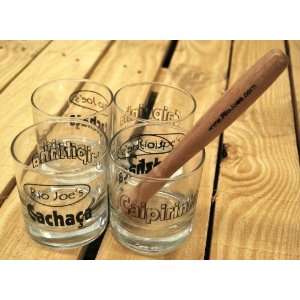 Rio Joes Classic Set of 4 Old Fashioned Glasses w/Free Muddler 